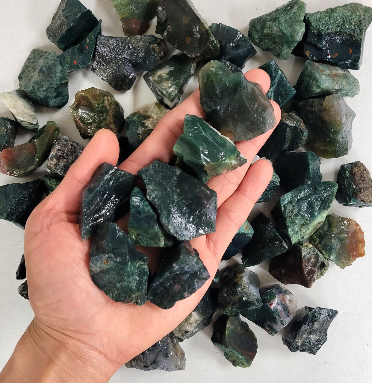 Moss Agate Crystals Rough Stones Bulk